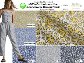 100% Cotton Loom Line  Monochrome Blooms Fabric - 112