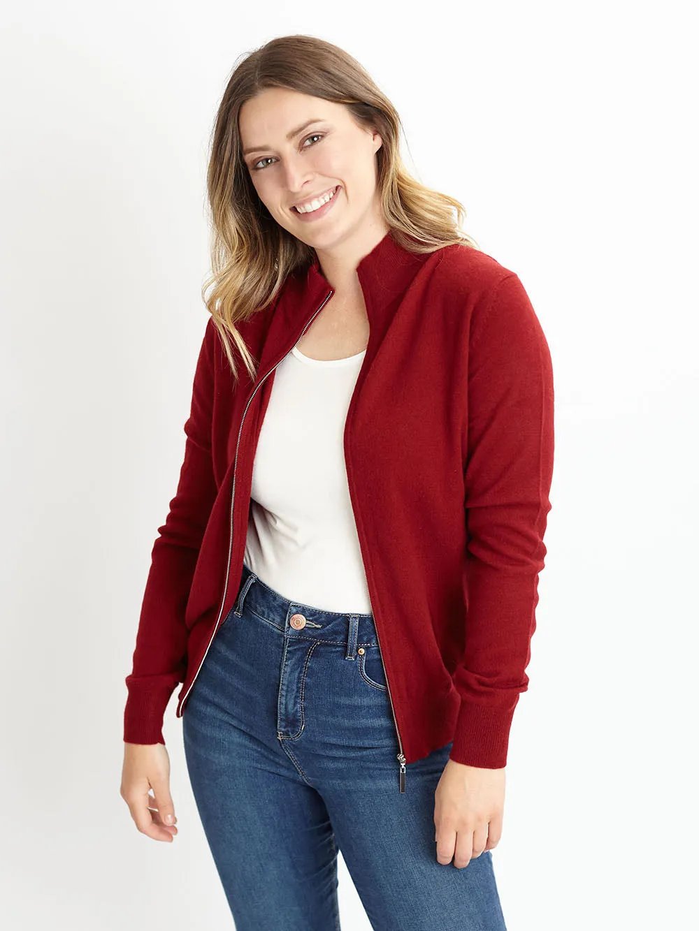 100% Mongolian Cashmere Zip Cardigan