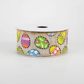 1.5" Dashed Edge Easter Egg Ribbon: Natural (10 Yards)