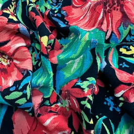 2 7/8 YD PC-Pink Multi Floral Crepe Georgette Fabric