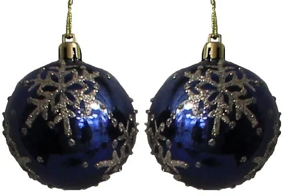 2-Pack of Blue Ornaments with Silver Snowflakes