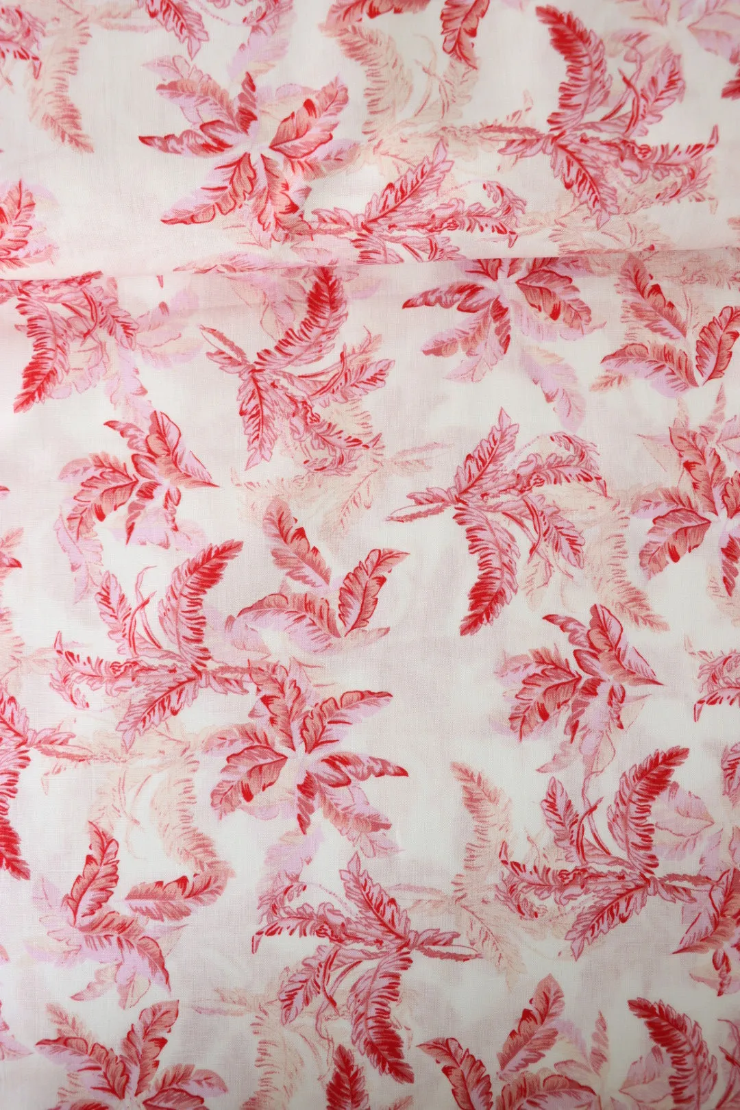 29IN REMNANT; Pink & Red Cottage Floral on Ivory Linen Cotton