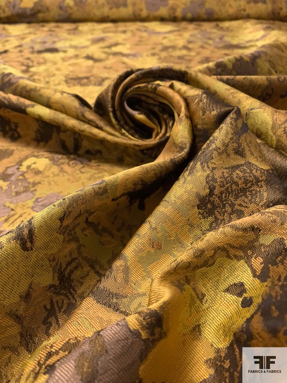 Abstract Brocade - Mustard / Yellow / Taupe