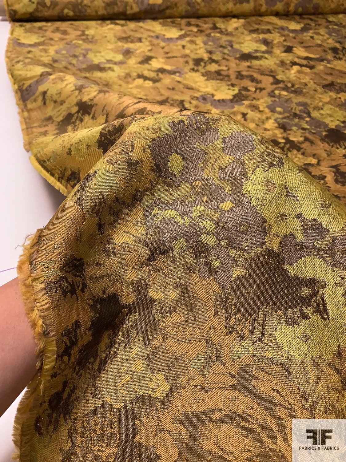 Abstract Brocade - Mustard / Yellow / Taupe