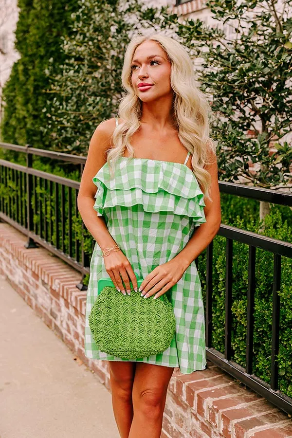 Alfresco Allure Gingham Mini Dress in Lime