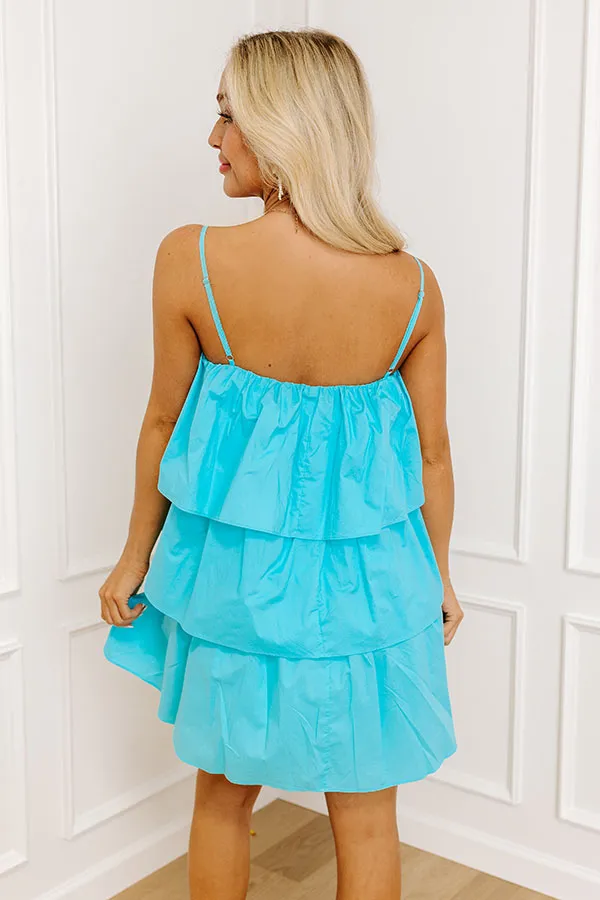 All The Attention Tiered Mini Dress In Sky Blue