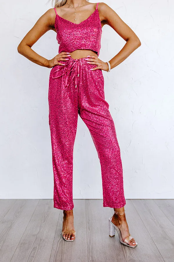 Alluring Avenue Sequin Pants in Fuchsia