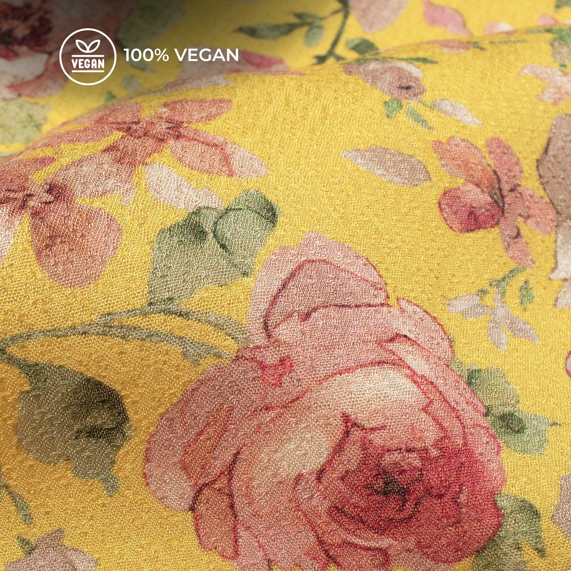 Amber Yellow Floral Printed Sustainable Eucalyptus Fabric