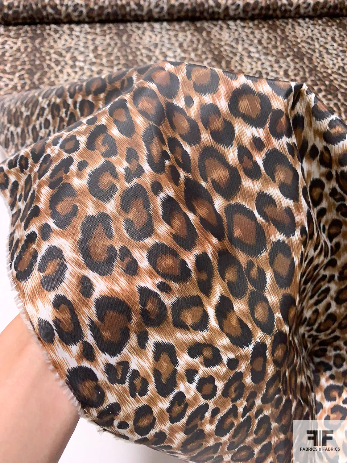 Animal Pattern Printed Polyester Taffeta - Brown / Black / Off-White