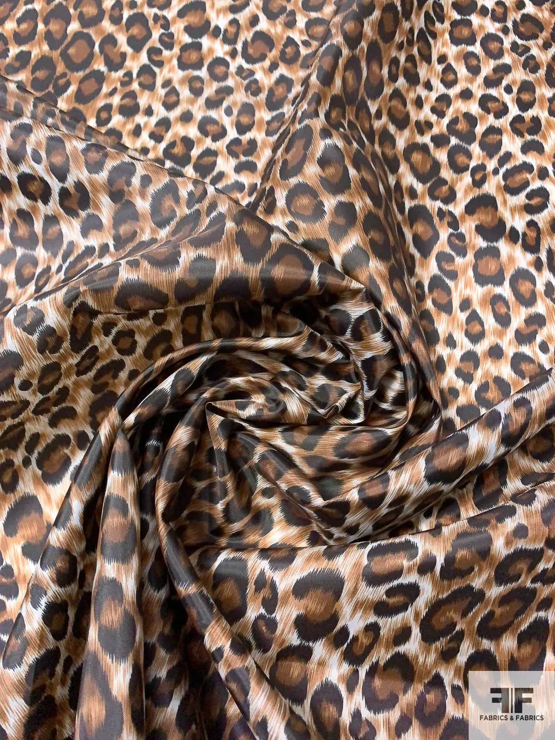 Animal Pattern Printed Polyester Taffeta - Brown / Black / Off-White