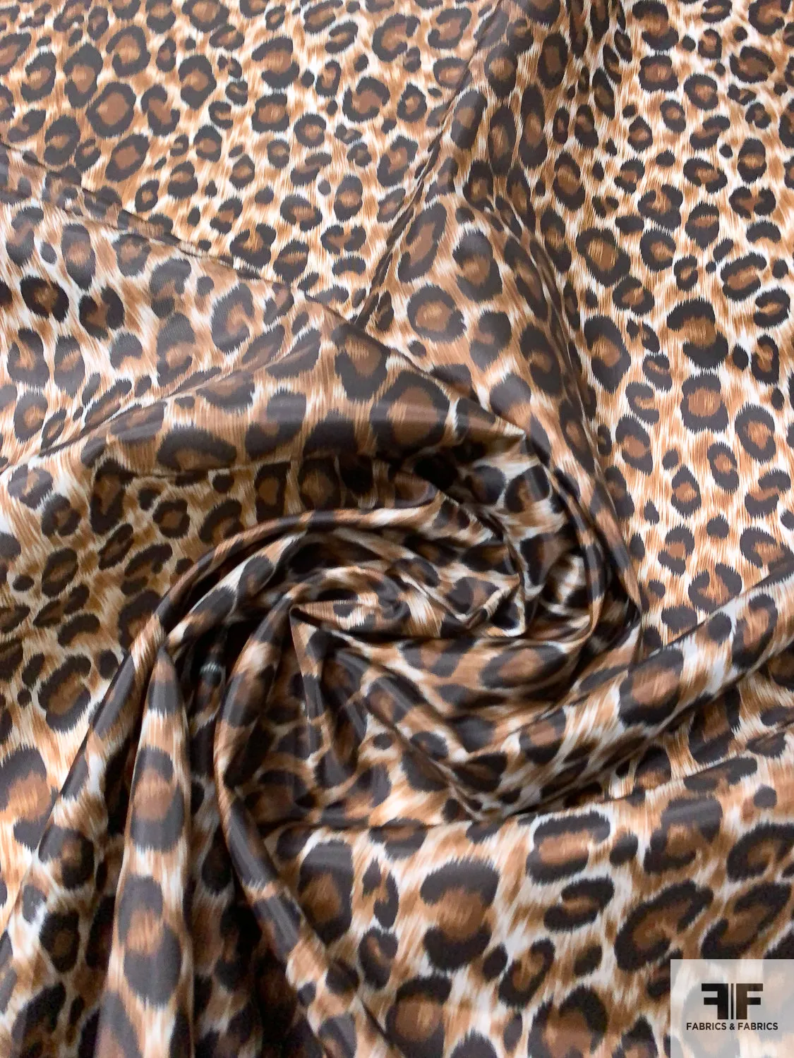 Animal Pattern Printed Polyester Taffeta - Brown / Black / Off-White