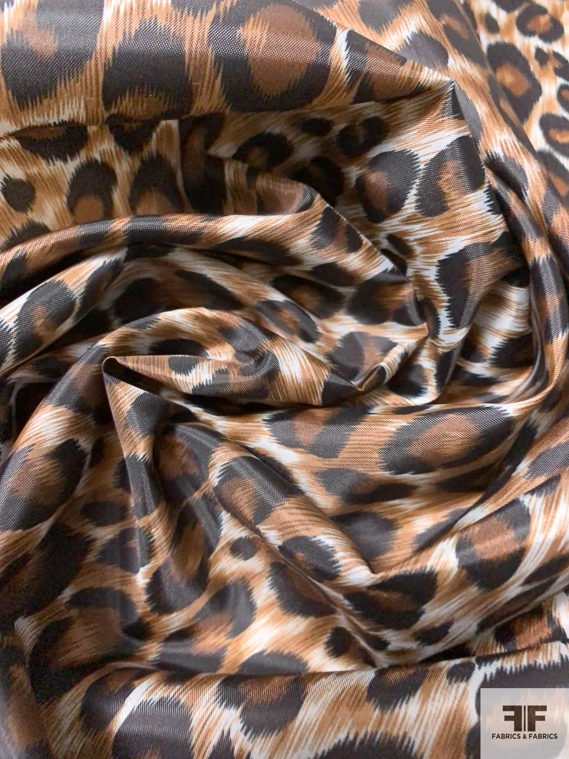 Animal Pattern Printed Polyester Taffeta - Brown / Black / Off-White