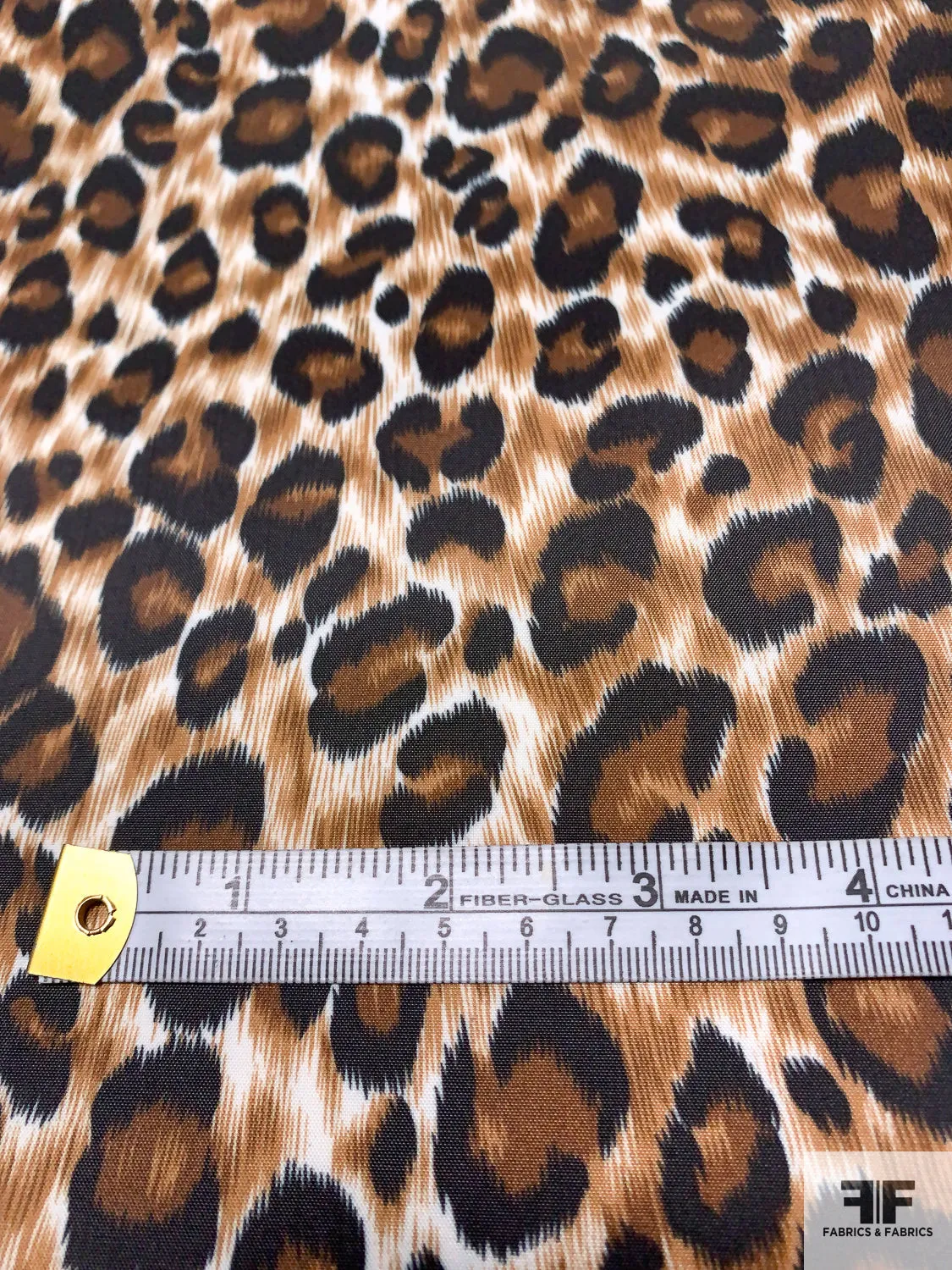 Animal Pattern Printed Polyester Taffeta - Brown / Black / Off-White