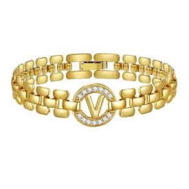 Apsvo V Letter Bracelet Gold Initial Bracelet Cubic