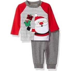 BABY ESSENTIALS 6 Mo Infant Boys Santa CHRISTMAS Grey/Red Outfit NWT