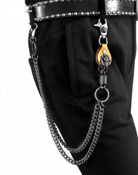 Badass Skull Mens Double Biker Wallet Chain Wallet Chain Pants Chain for Men