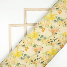 Beige And Yellow Floral Printed Exclusive Shirting Fabric