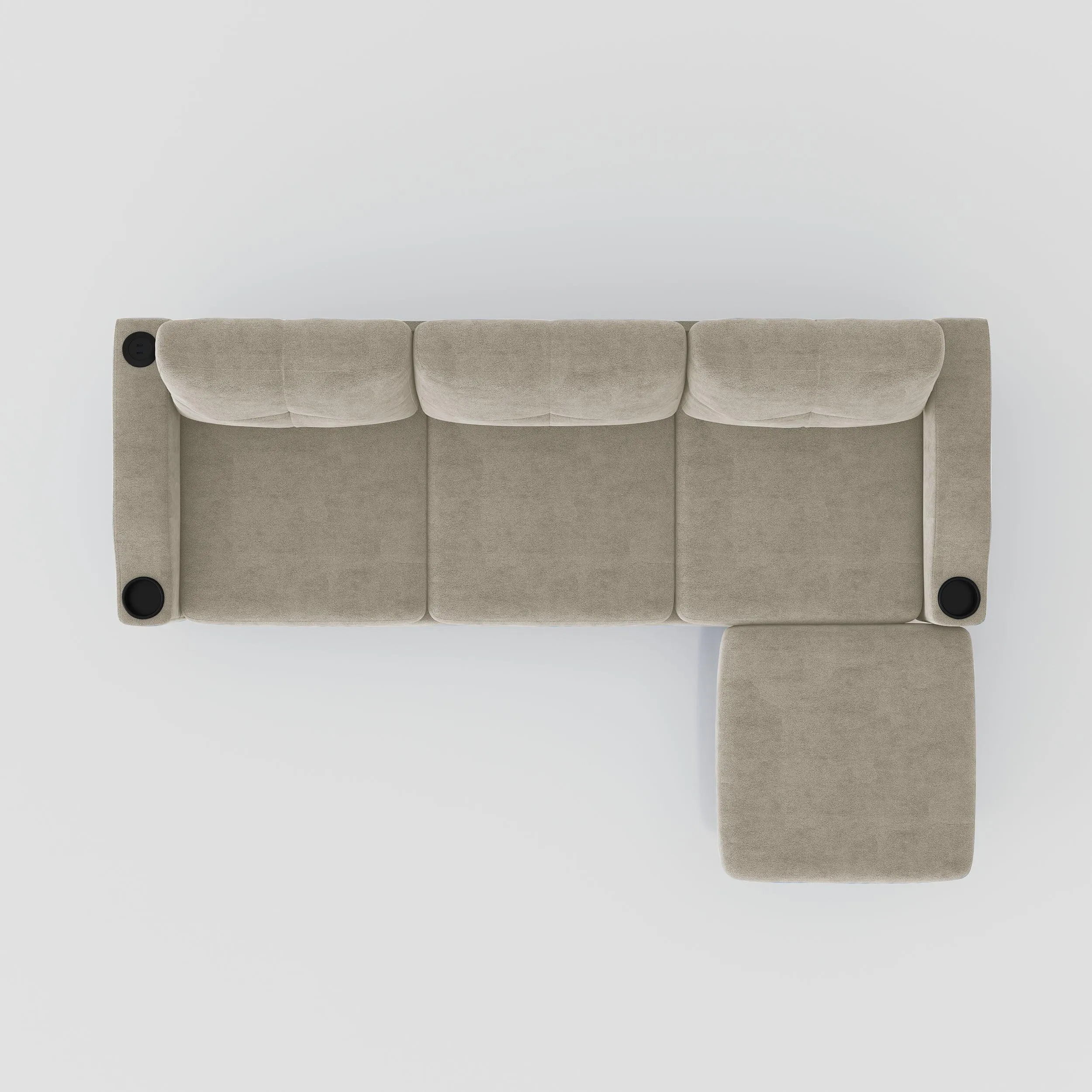 Beige L-Shaped Convertible Sofa with Storage and Footstools, 3-Seater for Living Room or Small Spaces