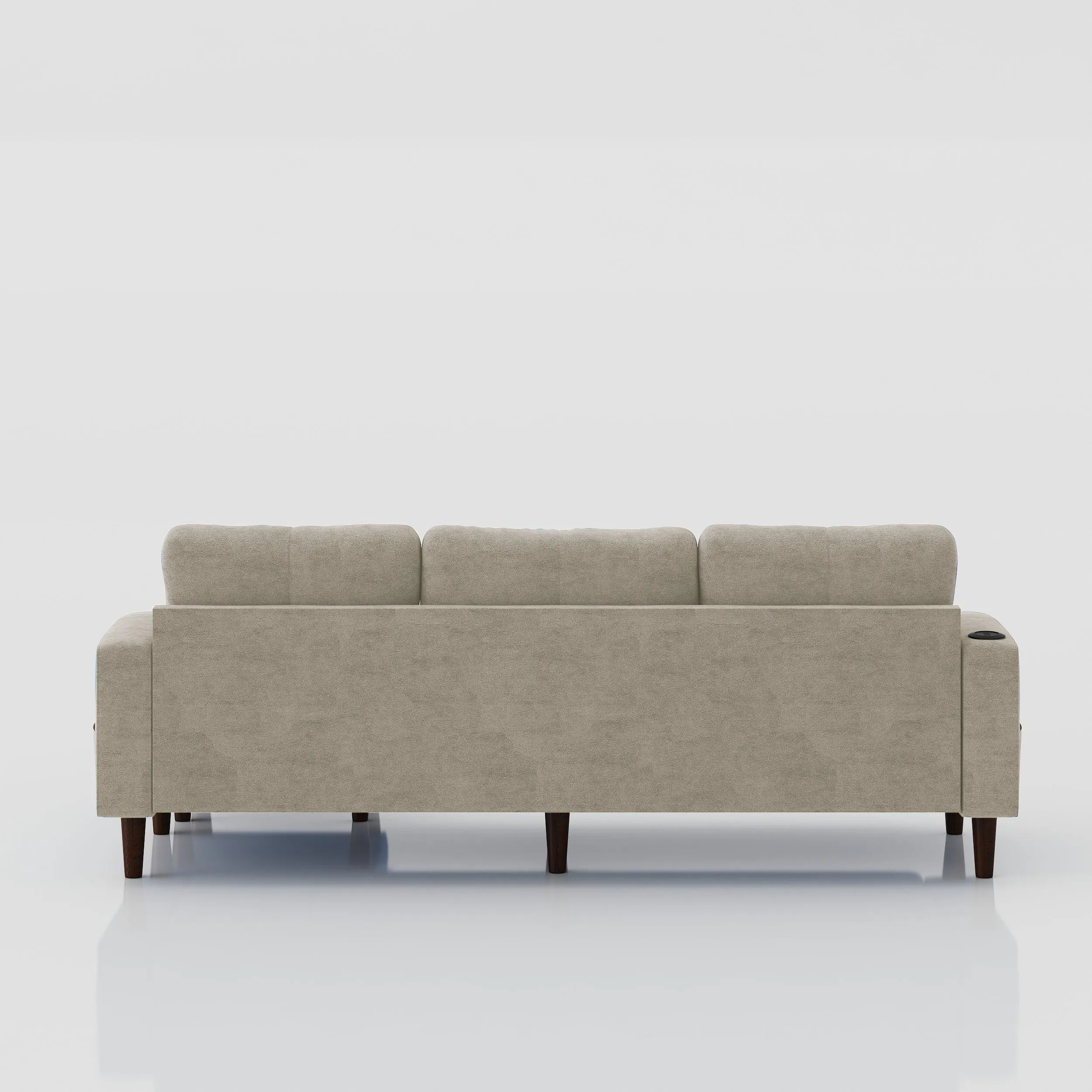 Beige L-Shaped Convertible Sofa with Storage and Footstools, 3-Seater for Living Room or Small Spaces