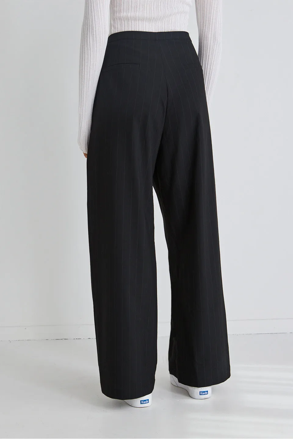 Best Life  Black Pinstripe Wide Leg Pant