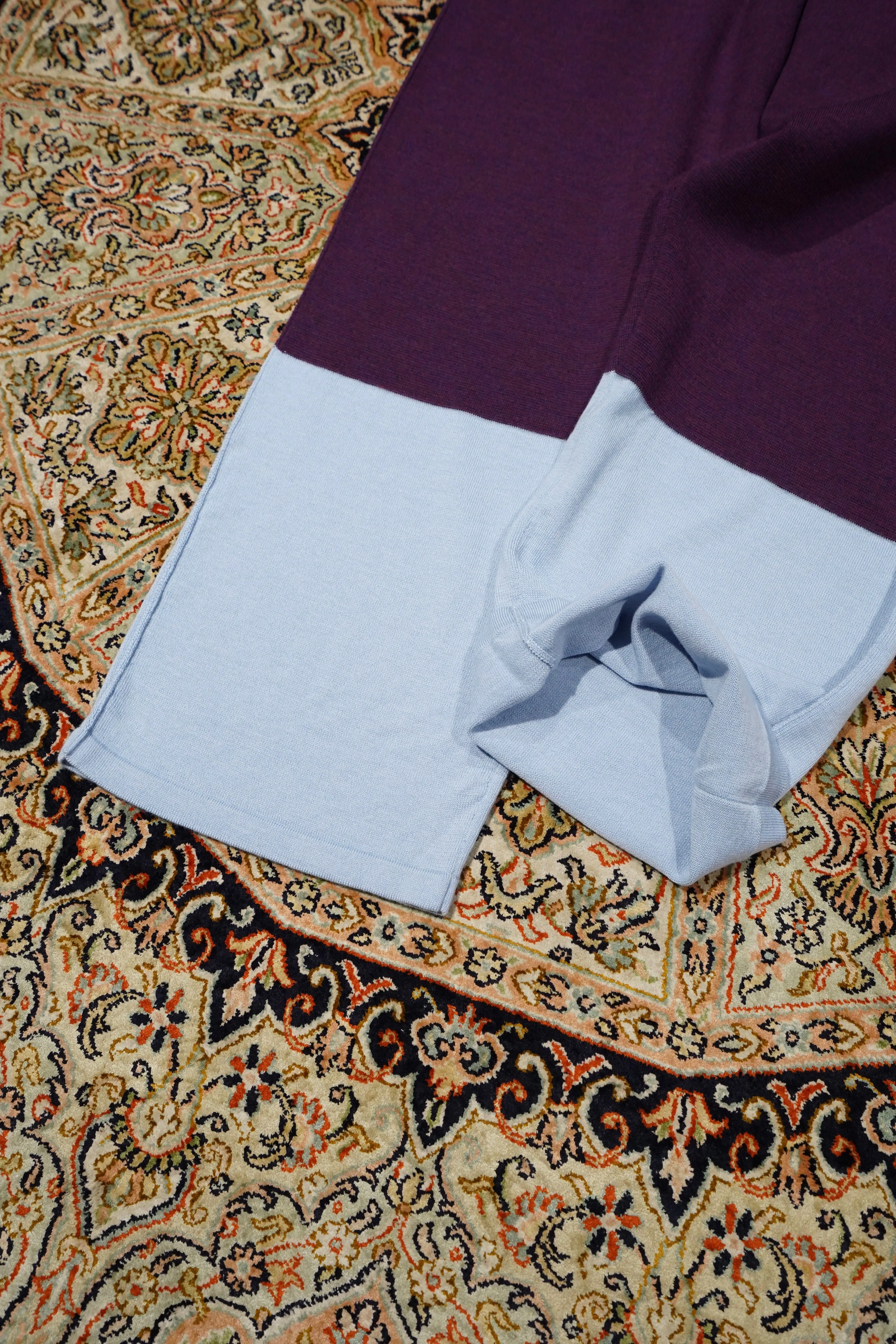 Bicolor knit Pants(Light Blue × Purple)