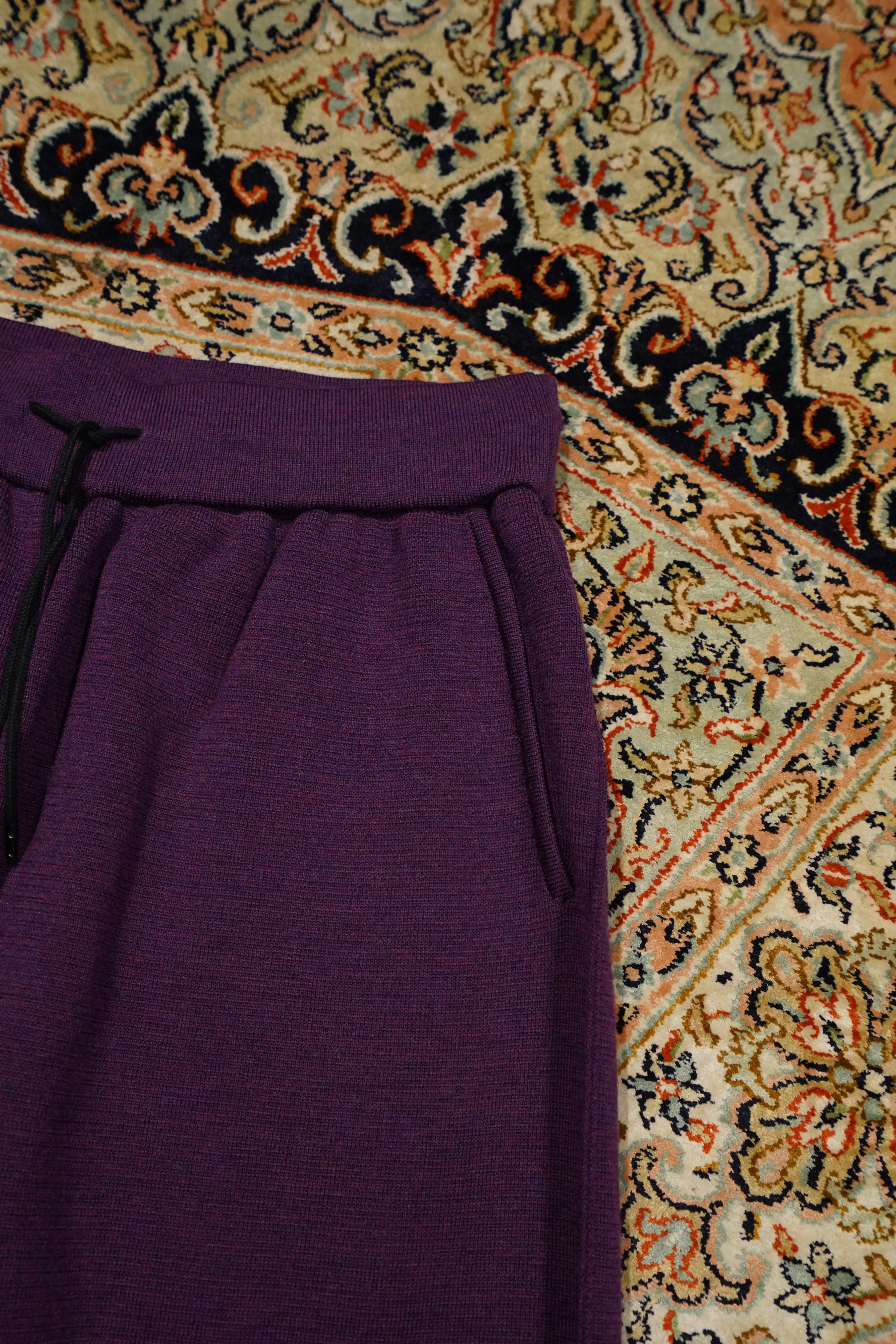 Bicolor knit Pants(Light Blue × Purple)