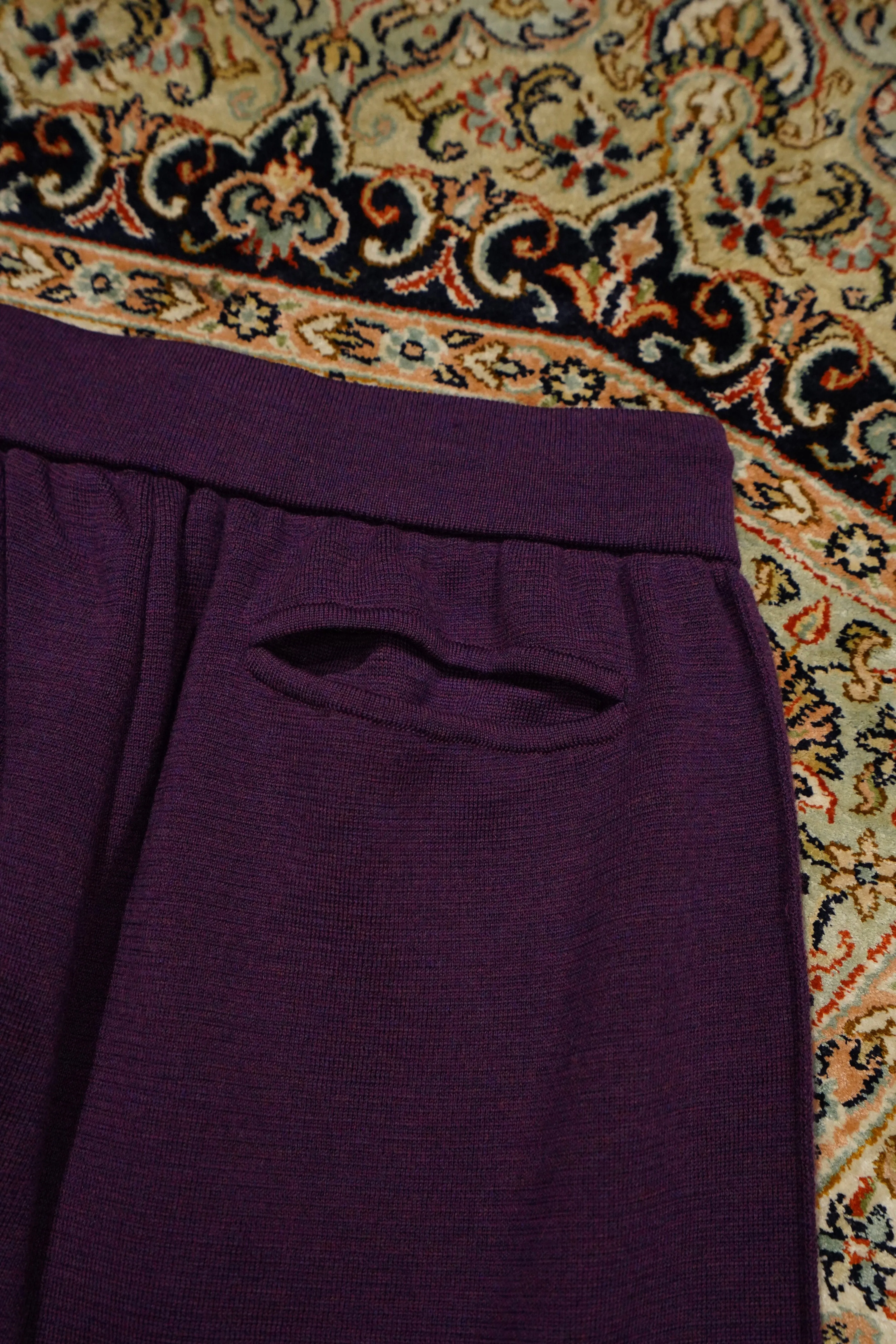 Bicolor knit Pants(Light Blue × Purple)