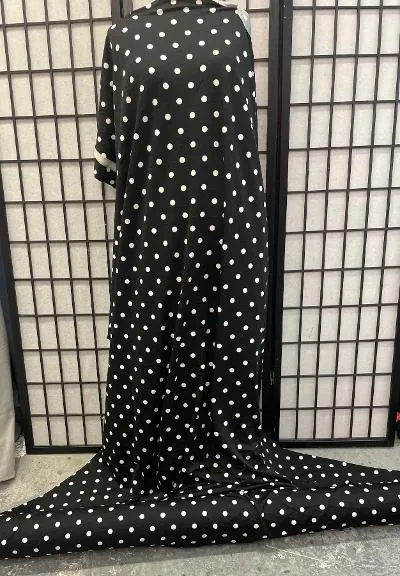 Black & Off-White Polka Dot Poly Jersey