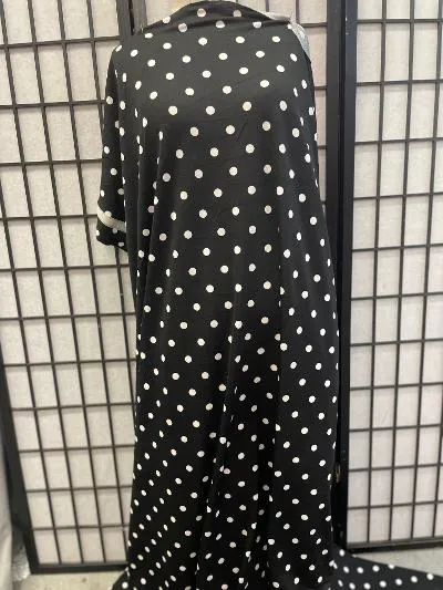 Black & Off-White Polka Dot Poly Jersey