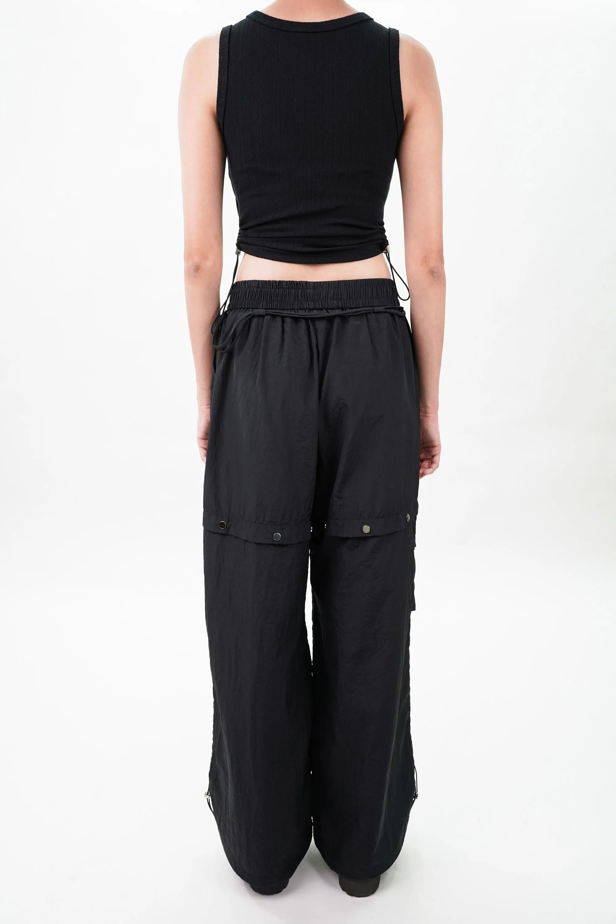 Black Drawstring Top and Cargo Coord Set