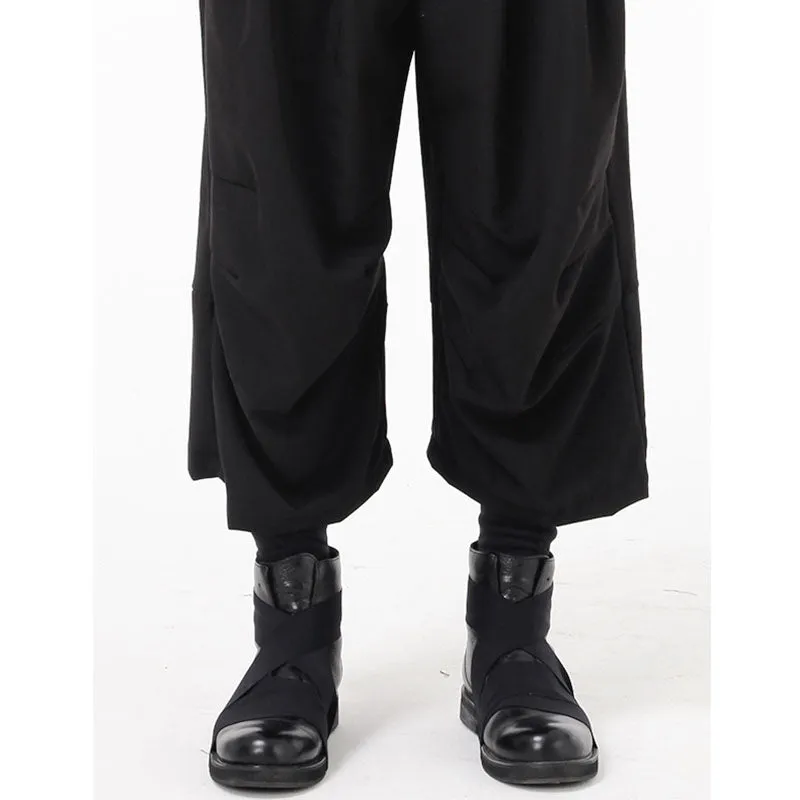 Black Straight Button Slacks