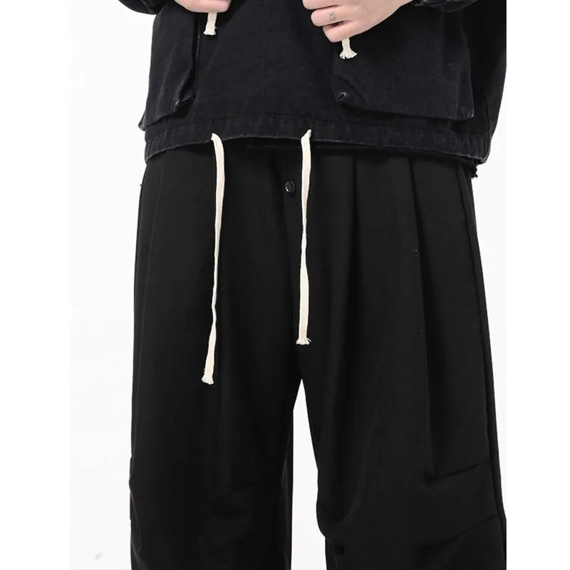 Black Straight Button Slacks