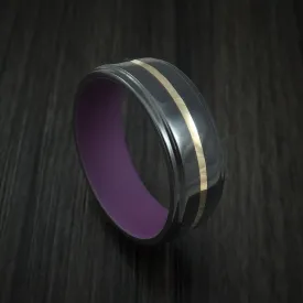 Black Titanium with 14k Yellow Gold and Wild Purple Cerakote Sleeve Custom Made Men's Band