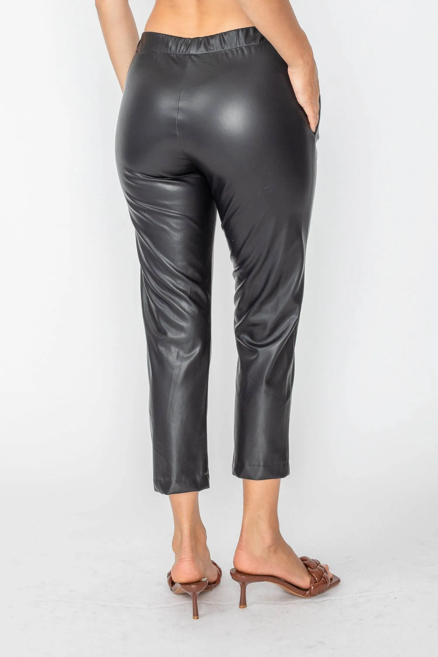 Black Waist Elastic Slim-Fit Pants