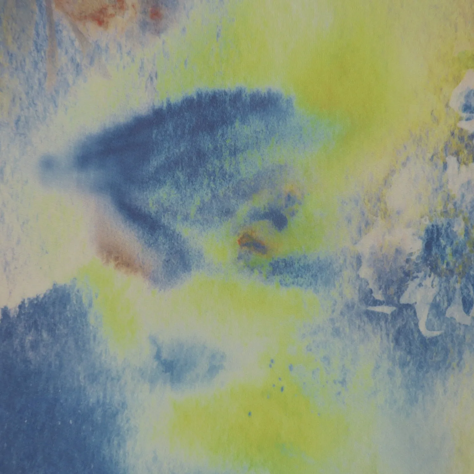 Blue Abstract on White Background Organza Polyester Fabric