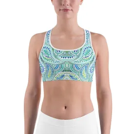 Blue and Green Paisley Sports Bra