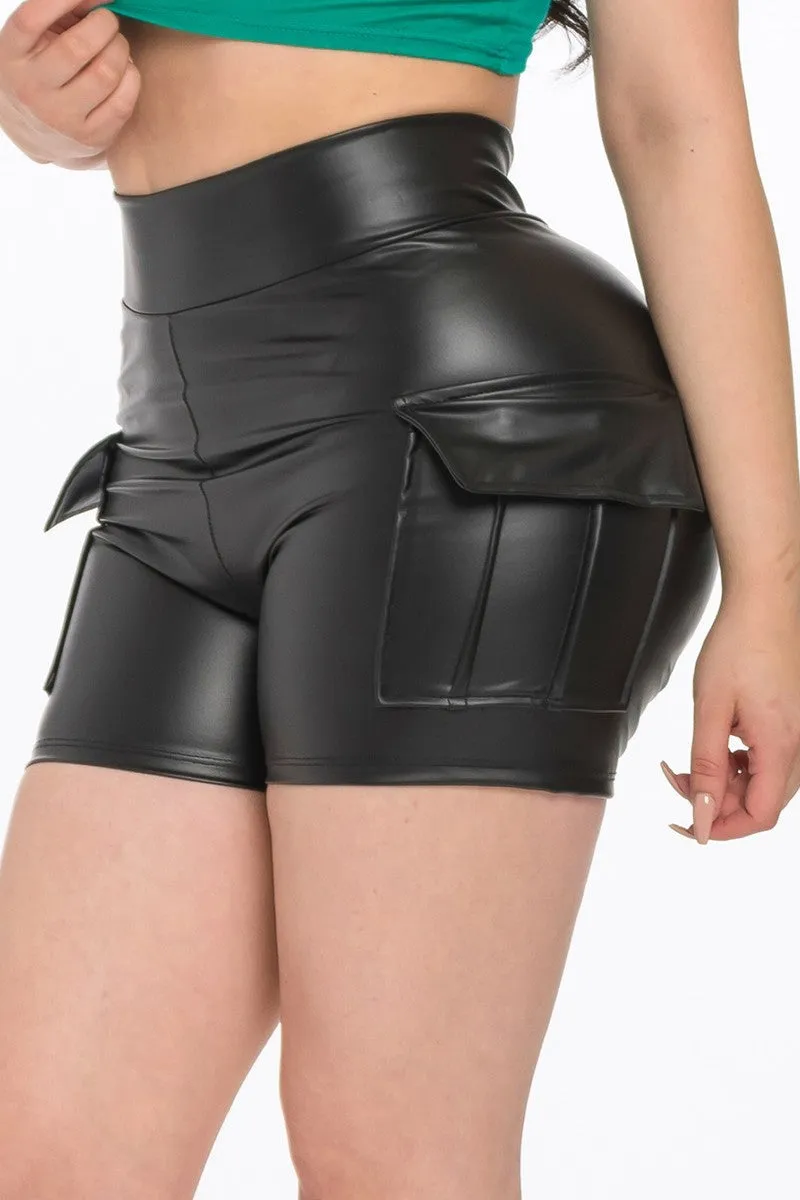 Cargo PU Leather Short