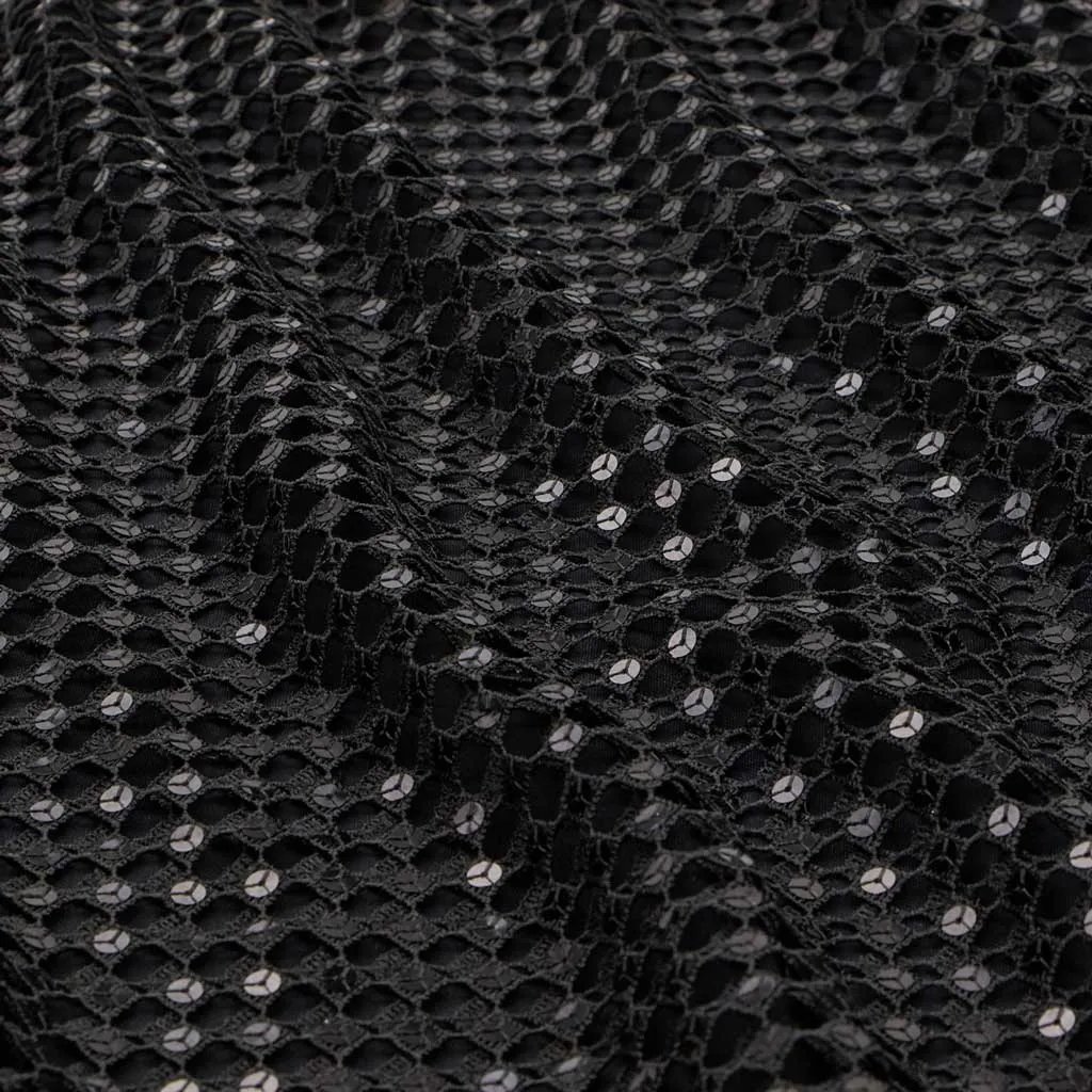 Chequered Knitted Lace Sequin | Blue Moon Fabrics