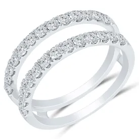 Classic Straight Band Diamond Engagement Ring Guard with 26 Diamonds, 1.0 cttw