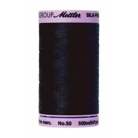 Cotton Sewing Thread - Space Black 500m/547yd - Mettler Silk Finish All Purpose