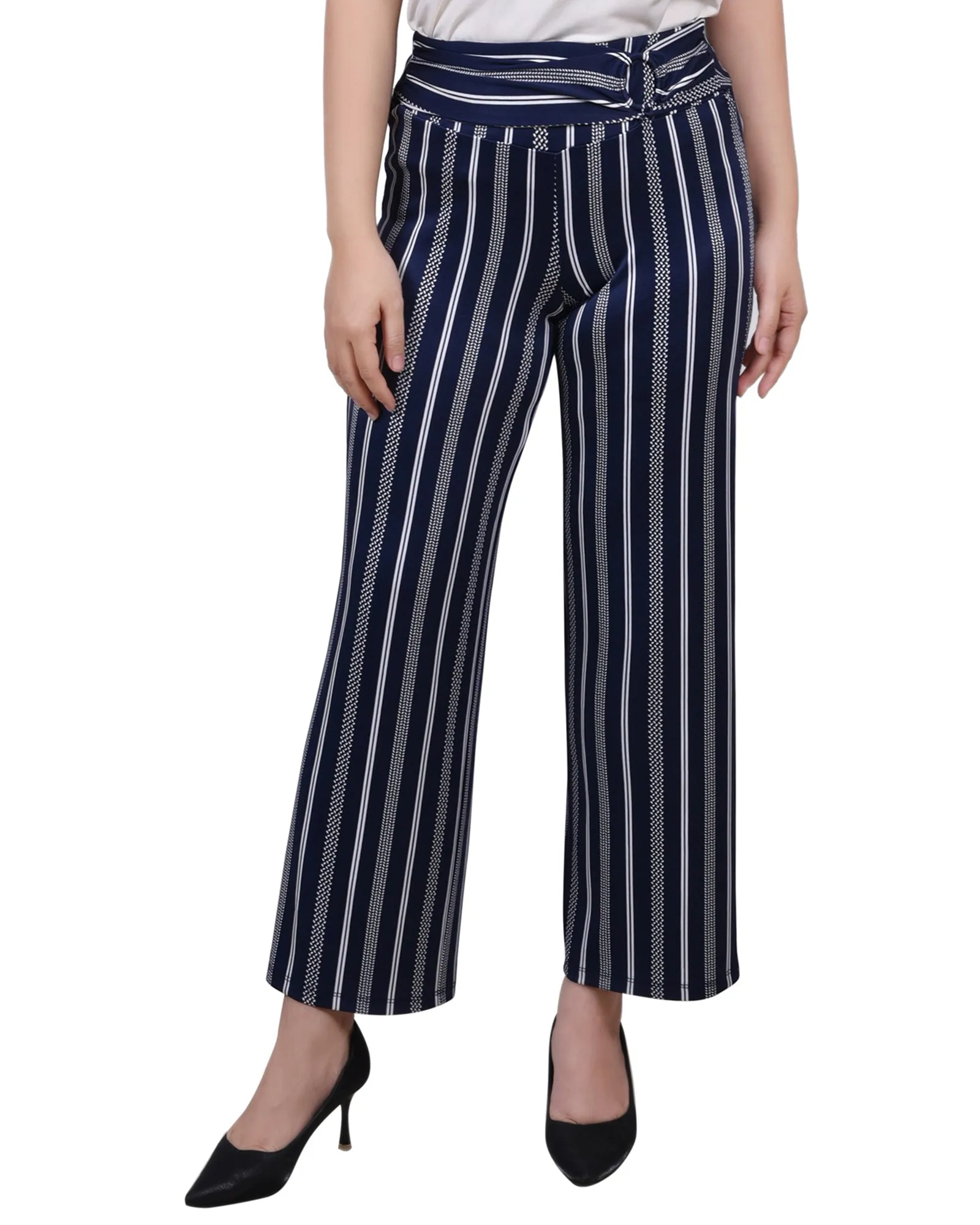 Cropped Pull On Pants With Sash