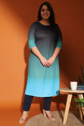 Deep Blue Green Ombre Kurti