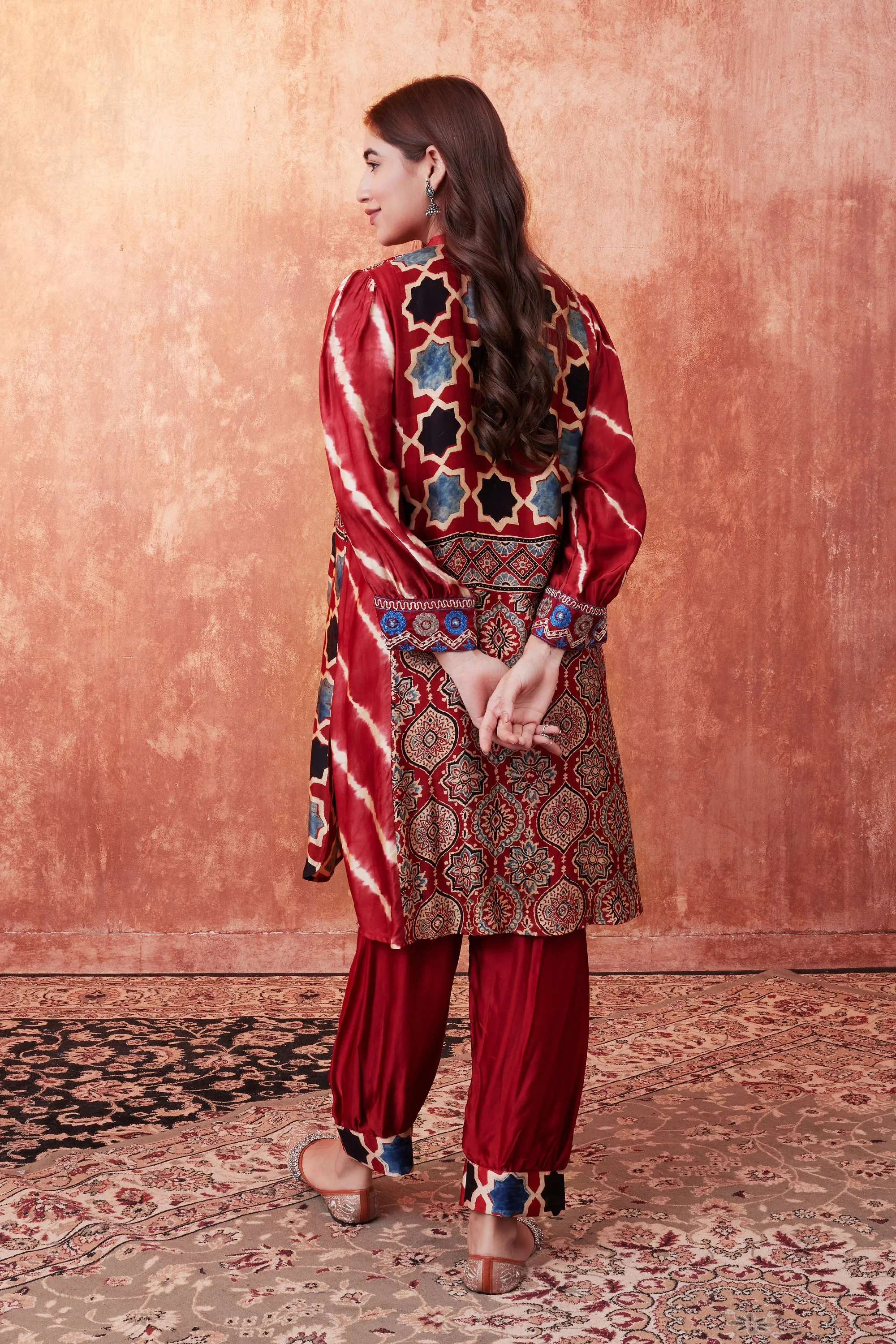 Deep Red Moroccan Ajrakh Printed Co-Ord Set