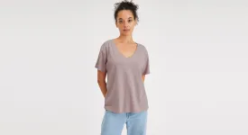 Deep V-Neck Tee, Regular Fit