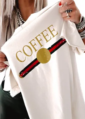 DESIGNER COFFEE SIDE SLIT TEE