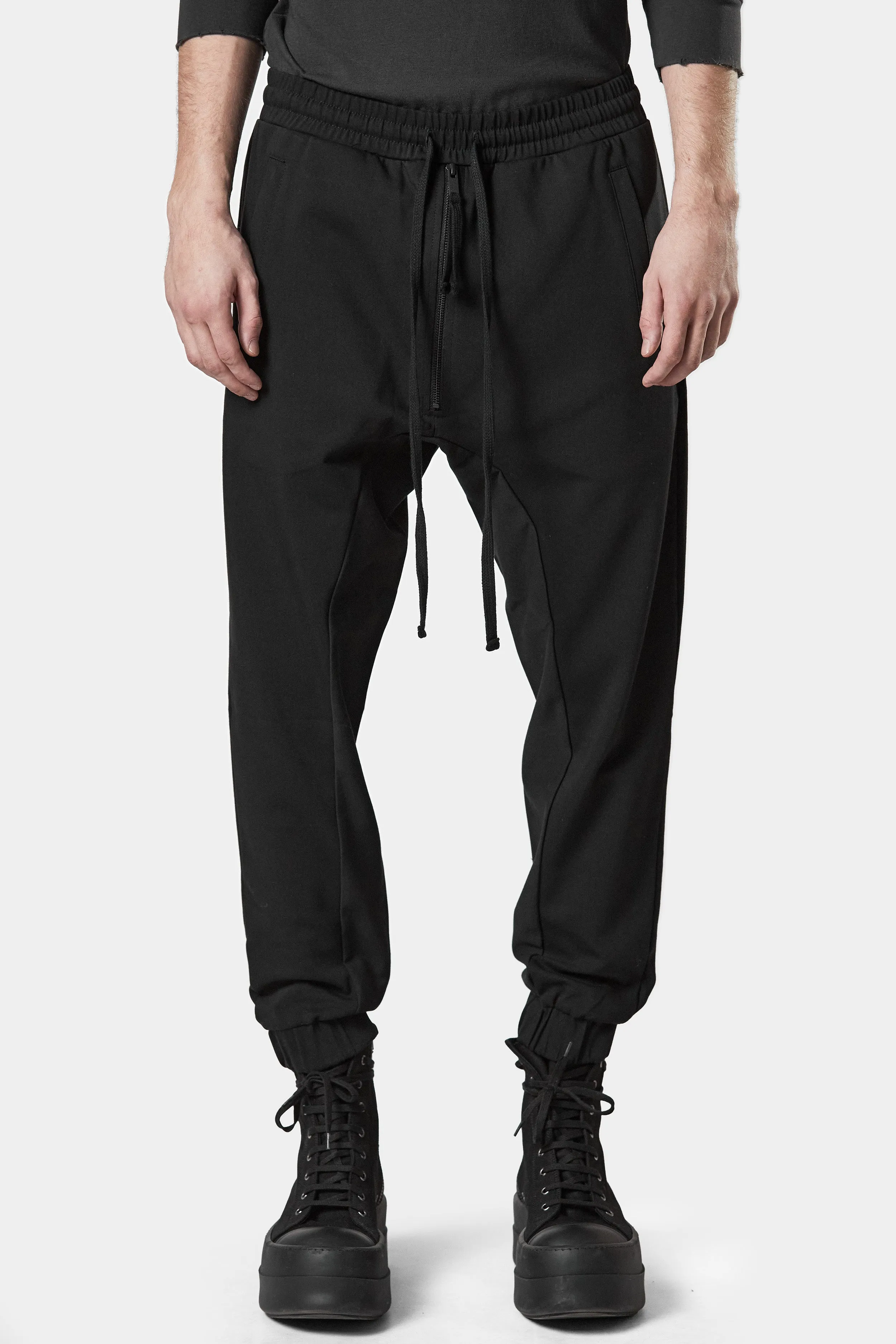 Drop crotch zip up pants