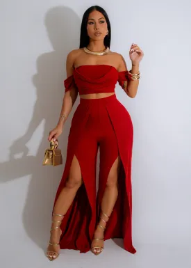 Ebony Elegance Pant Set Red