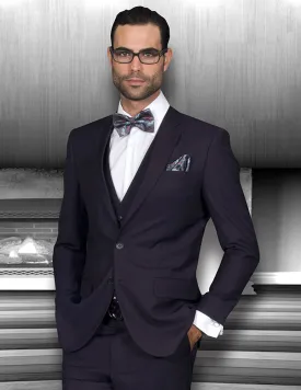 EDWIN EGGPLANT SLIM FIT 3 PC SUIT