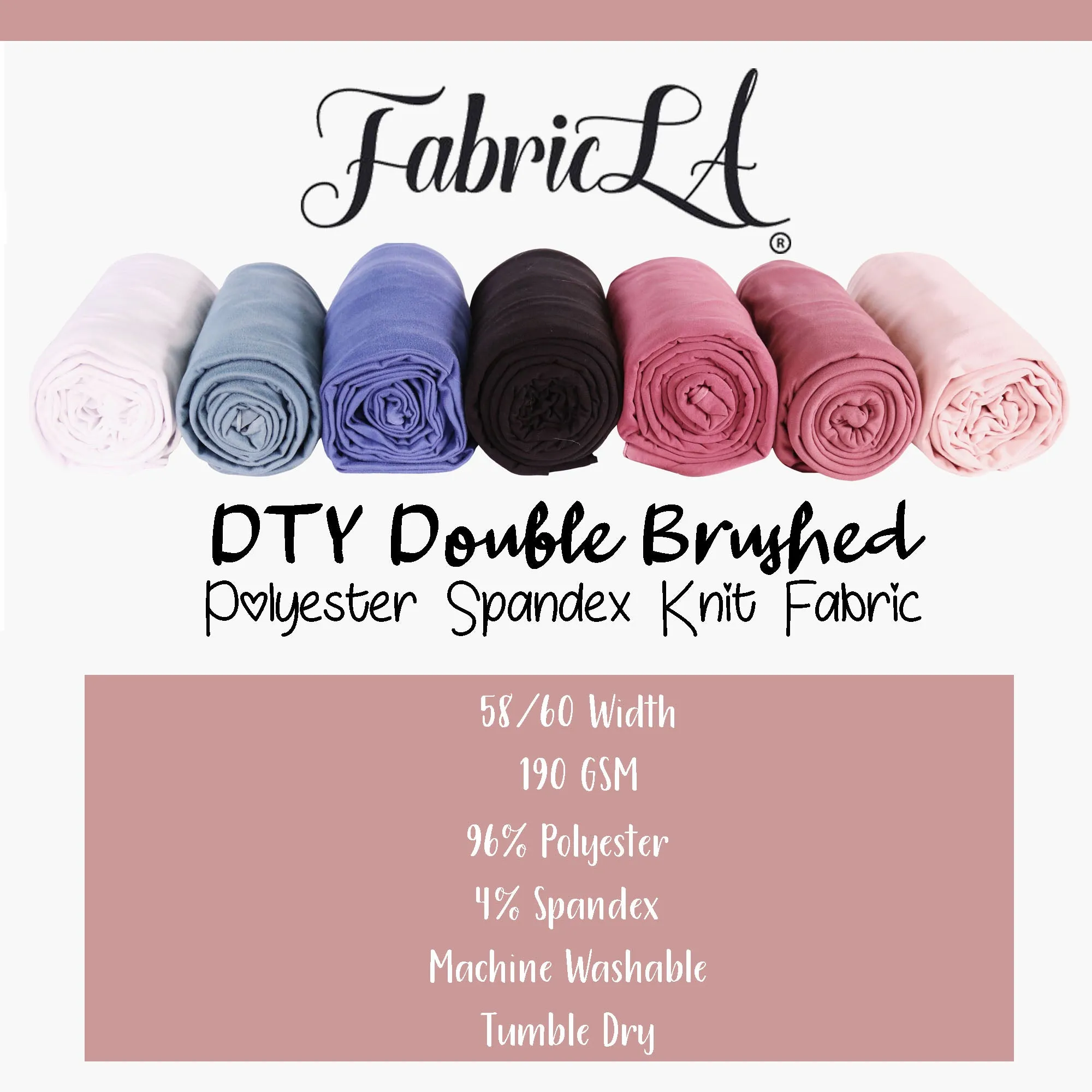 FabricLA DTY Double Brushed Polyester Spandex Knit Fabric | Mauve