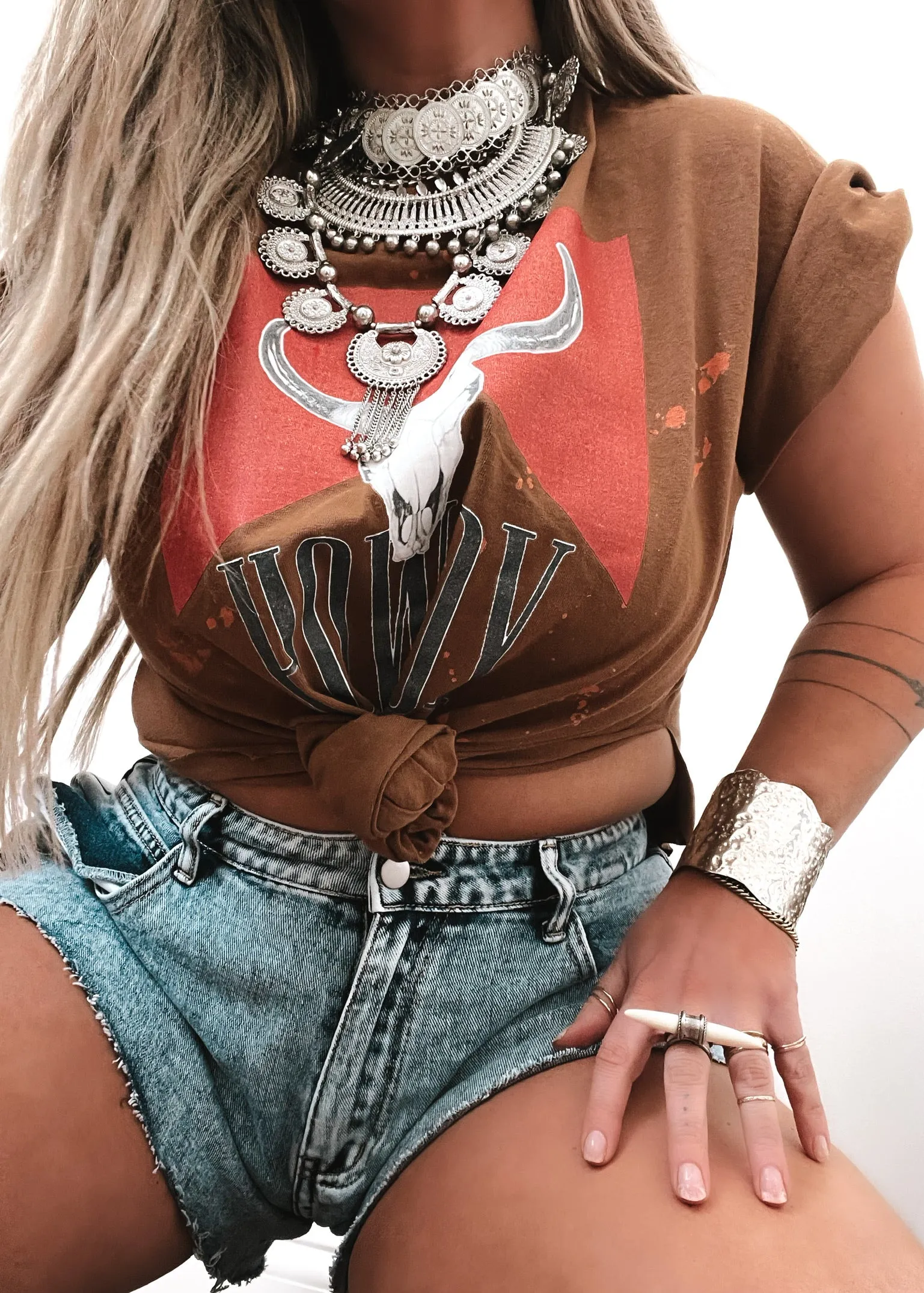 FINAL SALE: MESS WITH THE BULL BLEACHED OUT SIDE SLIT TEE